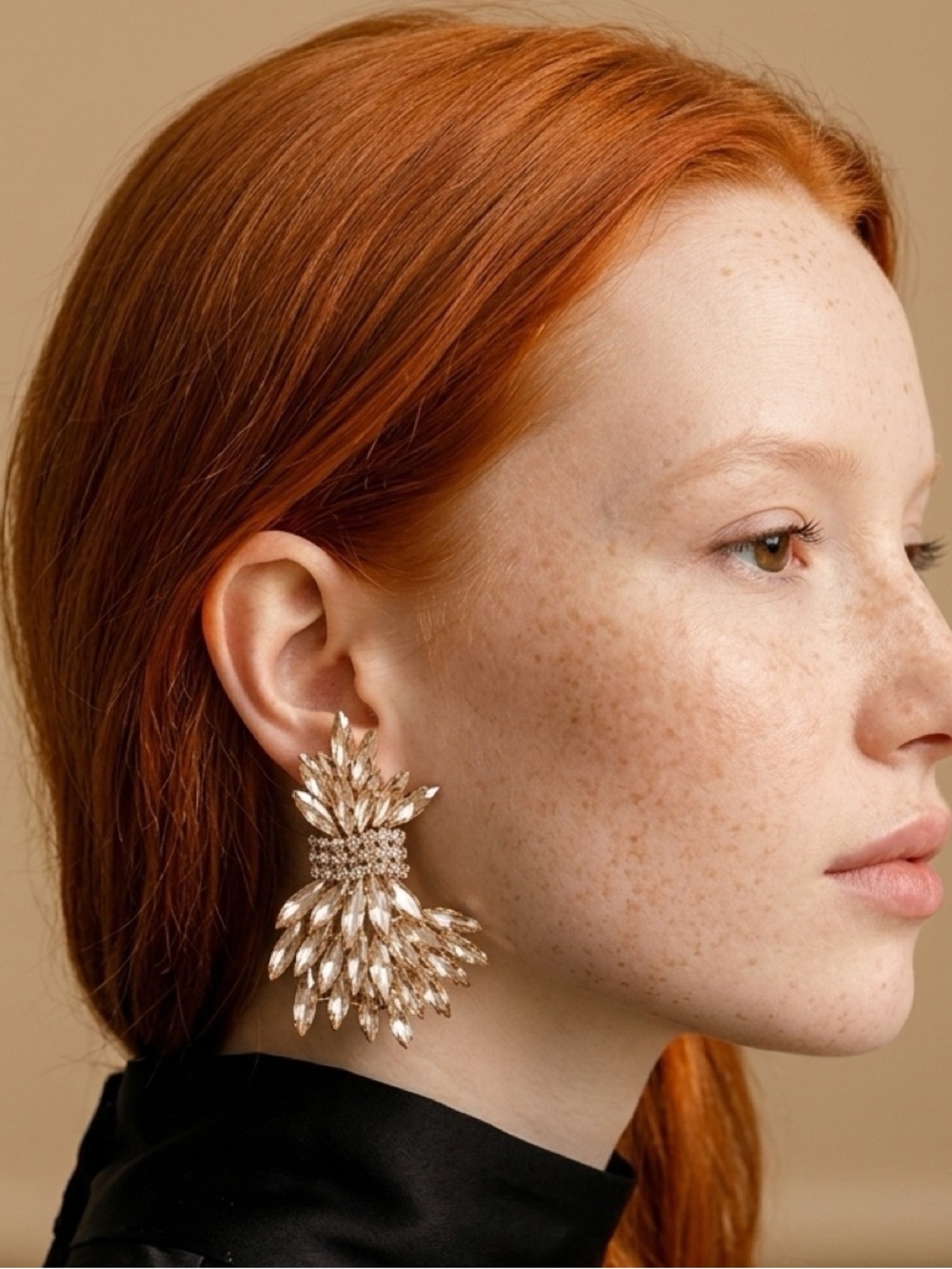 Gold Crystal Statement Drop Earrings